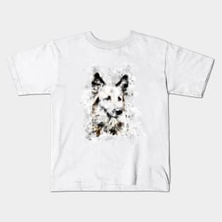 Ink Portrait of A German Shepherd Dog , A watercolor of German Shepard, German Shepherd dog painting, a German Shepherd portrait Kids T-Shirt